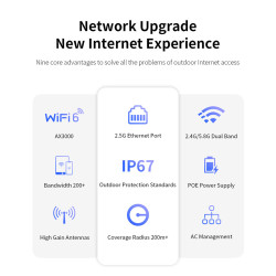 COMFAST WA‑937 Ponto de Acesso Wi‑Fi 6 AX3000 Exterior – Banda Dupla, PoE, IP67