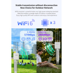 COMFAST WA‑937 Ponto de Acesso Wi‑Fi 6 AX3000 Exterior – Banda Dupla, PoE, IP67